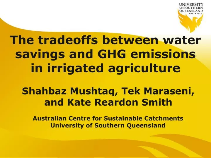 the tradeoffs between water savings and ghg emissions in irrigated agriculture