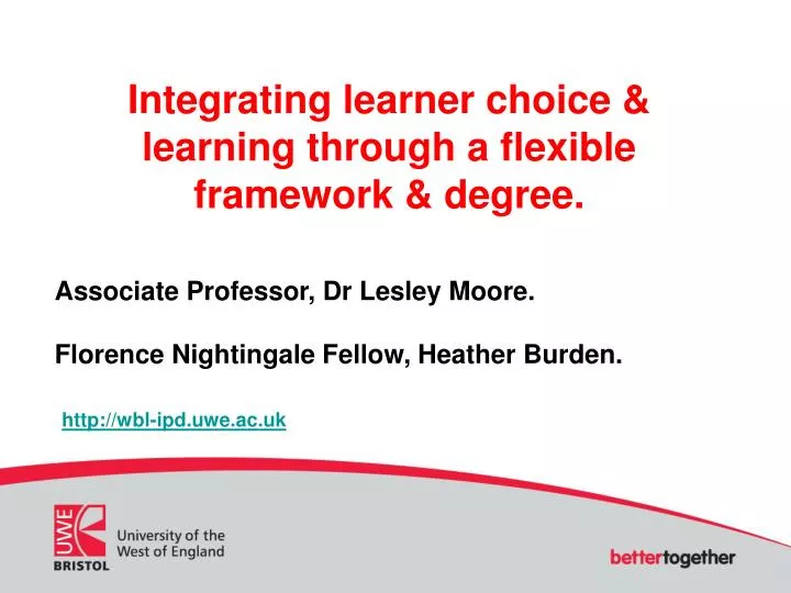 integrating learner choice learning through a flexible framework degree
