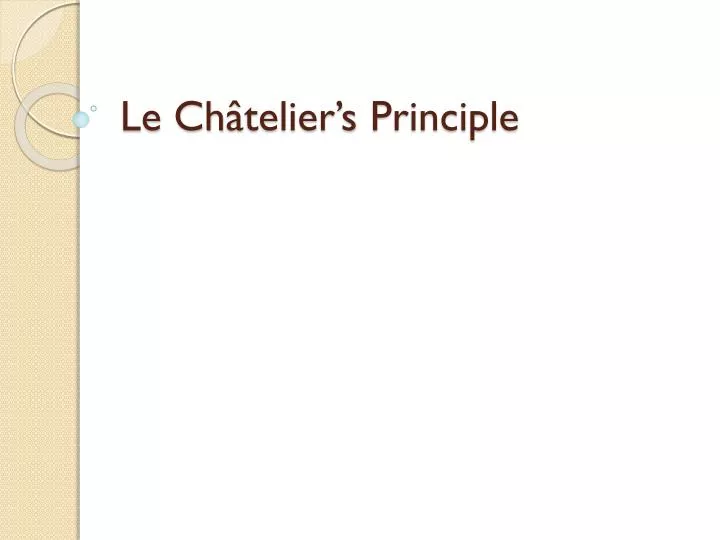 le ch telier s principle