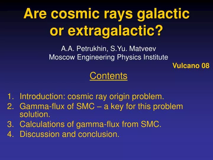 are cosmic rays galactic or extragalactic