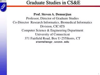 Graduate Studies in CS&amp;E