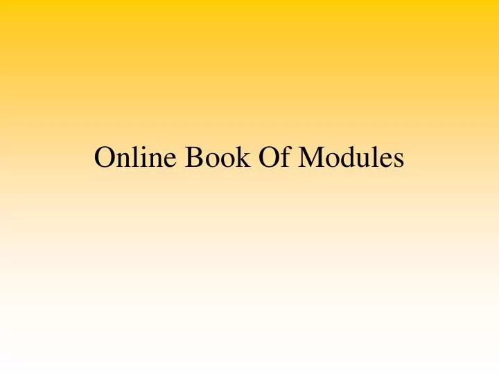 online book of modules