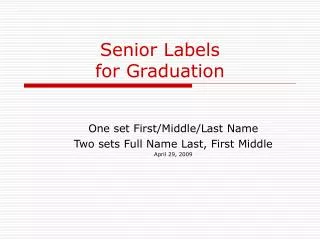 Senior Labels for Graduation