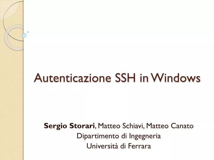 autenticazione ssh in windows