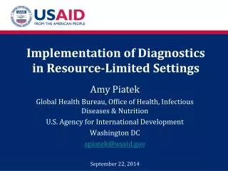 Implementation of Diagnostics in Resource-Limited Settings