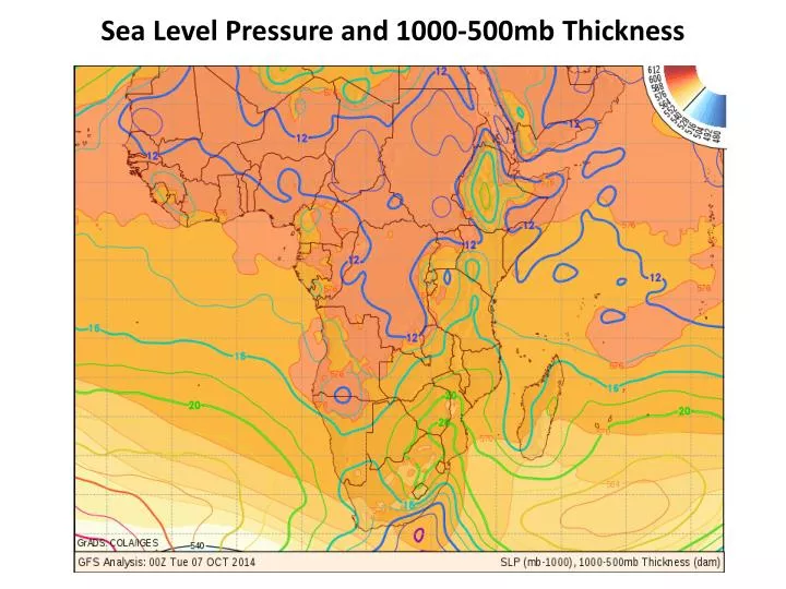 sea level pressure and 1000 500mb thickness