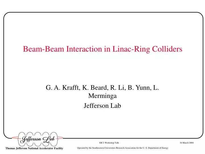 beam beam interaction in linac ring colliders