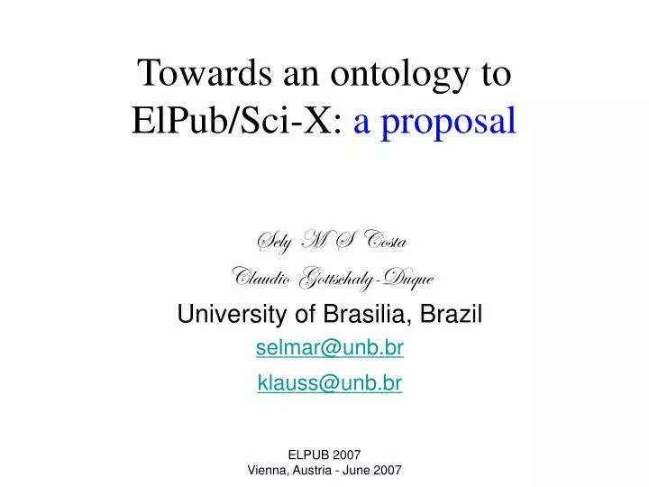 towards an ontology to elpub sci x a proposal