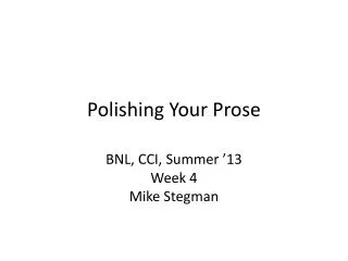 Polishing Your Prose