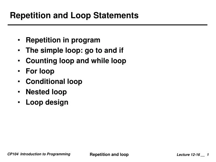 repetition and loop statements