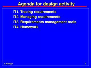 Agenda for design activity