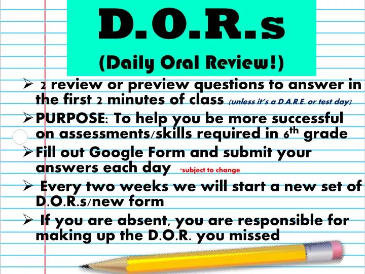 d o r s daily oral review