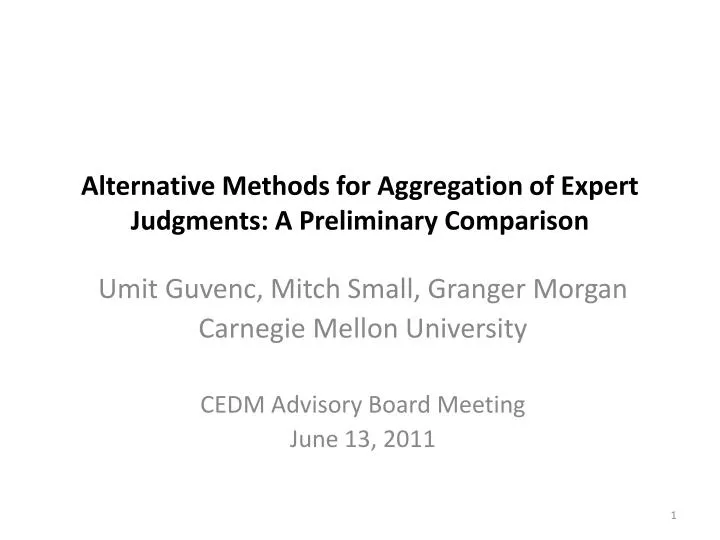 alternative methods for aggregation of expert judgments a preliminary comparison