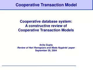 Cooperative Transaction Model