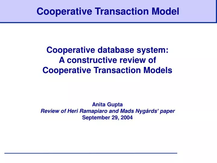 cooperative transaction model