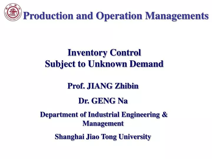 PPT - Production and Operation Managements PowerPoint Presentation ...