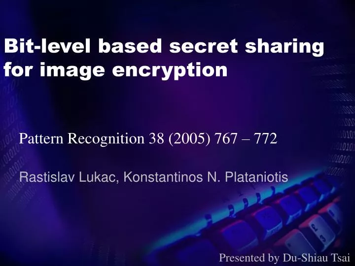 bit level based secret sharing for image encryption