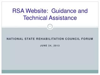 RSA Website: Guidance and Technical Assistance