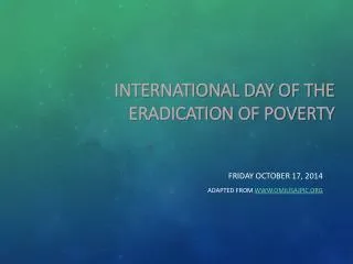 International Day of the Eradication of Poverty