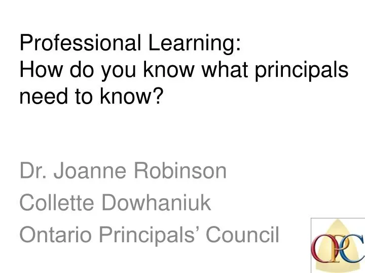 professional learning how do you know what principals need to know