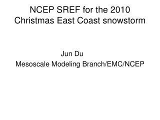 NCEP SREF for the 2010 Christmas East Coast snowstorm