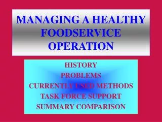 managing a healthy foodservice operation