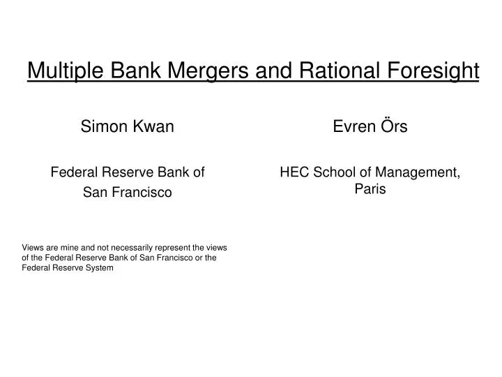 multiple bank mergers and rational foresight