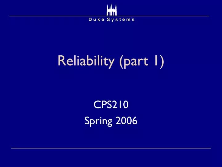 reliability part 1