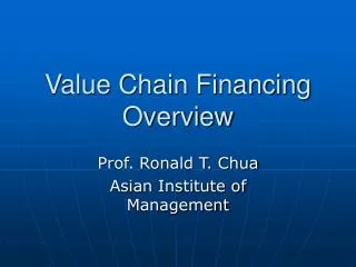 Value Chain Financing Overview