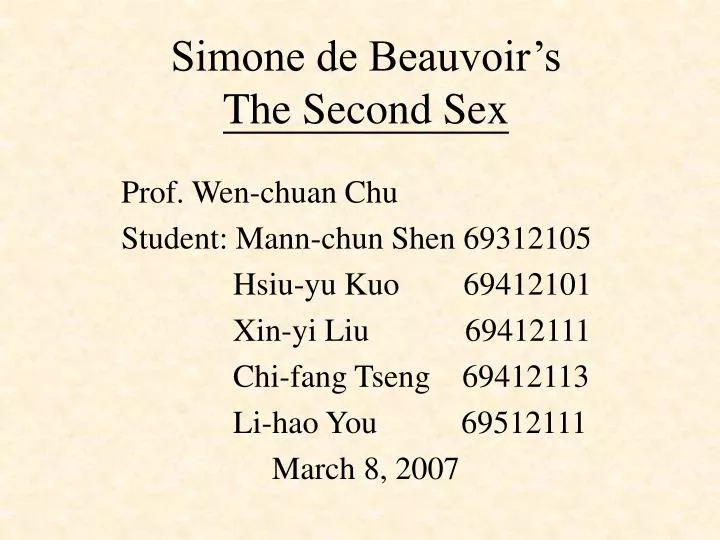 simone de beauvoir s the second sex