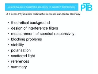 theoretical background design of interference filters measurement of spectral responsivity