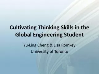 Cultivating Thinking Skills in the Global Engineering Student