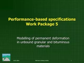 Performance-based specifications Work Package 5