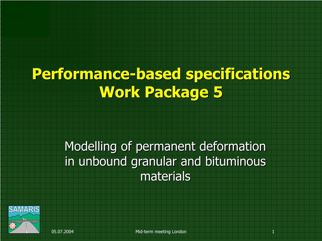 PPT - Performance-based specifications Work Package 5 PowerPoint ...