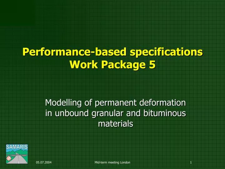 performance based specifications work package 5