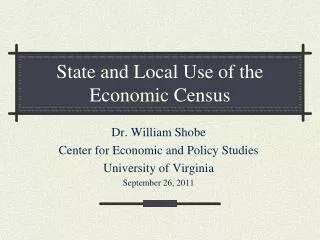 State and Local Use of the Economic Census