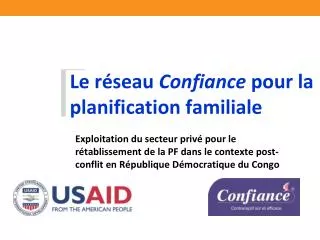 le r seau confiance pour la planification familiale
