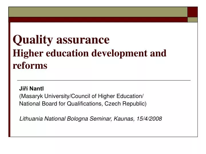 quality a ssurance higher e ducation development and reforms