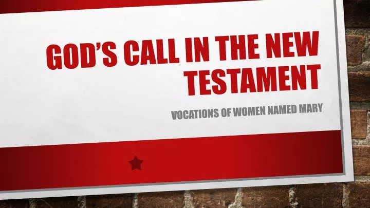 god s call in the new testament
