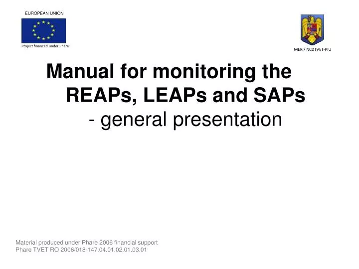 manual for monitoring the reaps leaps and saps general presentation
