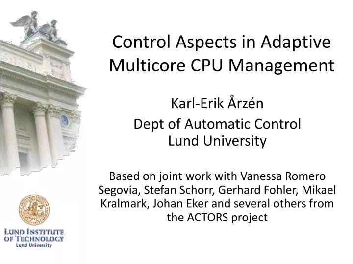 control aspects in adaptive multicore cpu management