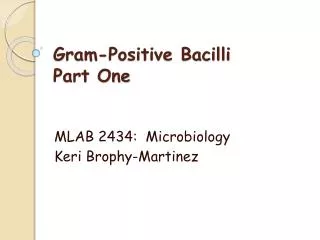 Gram-Positive Bacilli Part One