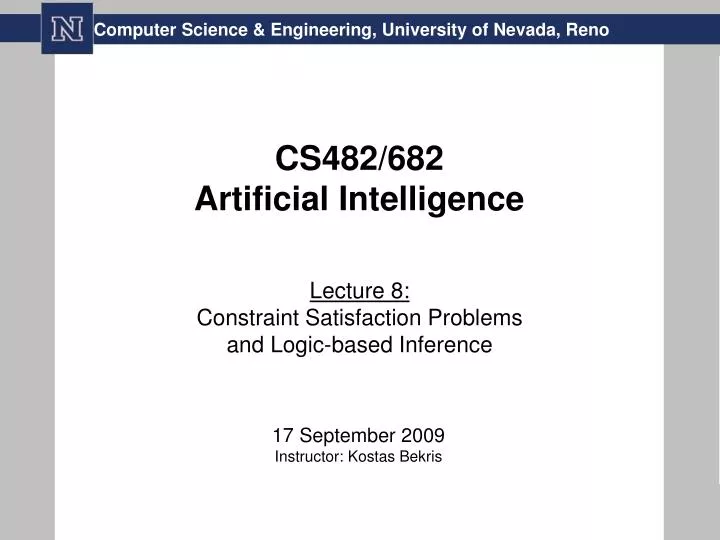 cs482 682 artificial intelligence