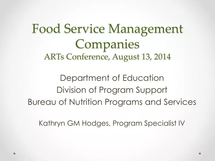 food service management companies arts conference august 13 2014