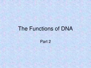 The Functions of DNA