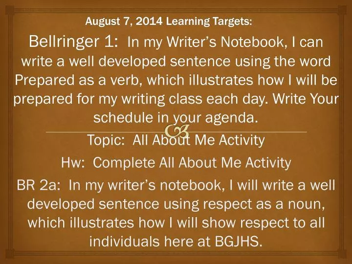 august 7 2014 learning targets