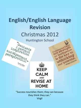 English/English Language Revision Christmas 2012 Huntington School