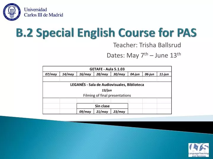 b 2 special english course for pas