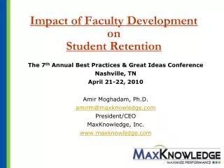 Impact of Faculty Development on Student Retention