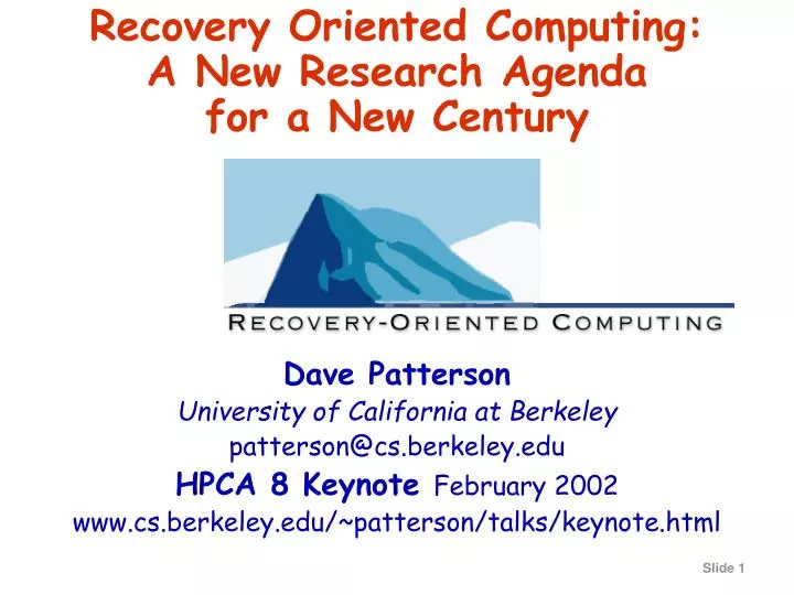 recovery oriented computing a new research agenda for a new century